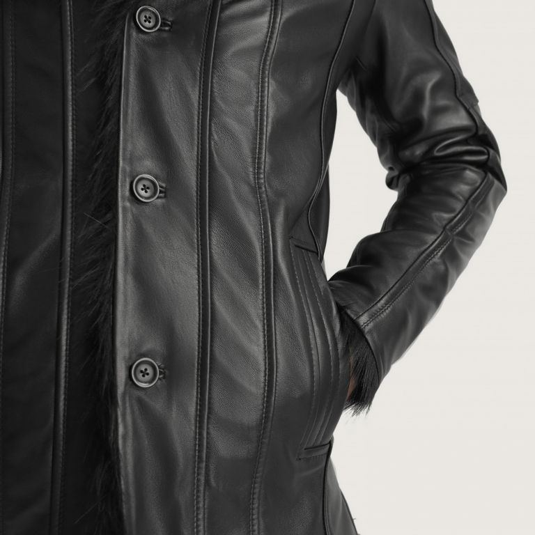 Mens Furcliff Black Leather Coat Close-Up-9-1700223643180